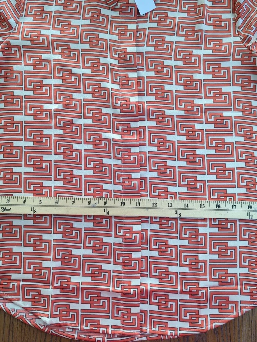 Ann Taylor Blouse Womens Small Orange Geometric Button Up Collared Long Sleeve - Picture 9 of 13